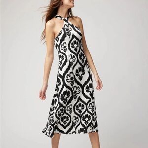 Elegant Black and White Halter Dress